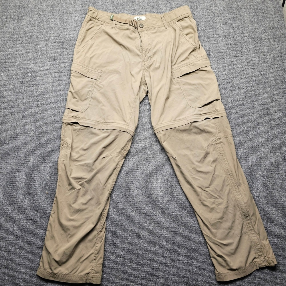 REI Co-op Sahara Convertible Hiking Pants Mens 36x30 Khaki Relaxed Fit BR-113G